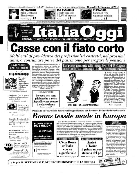 Italia oggi : quotidiano di economia finanza e politica